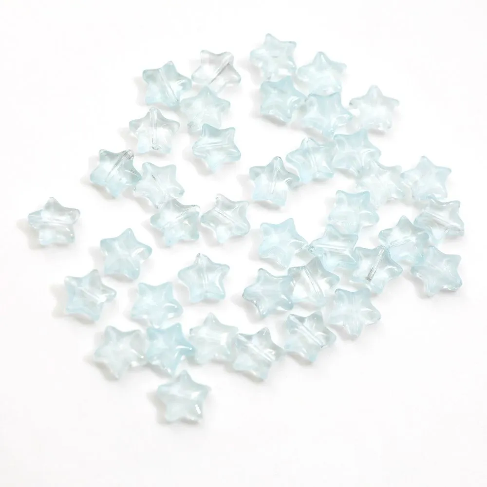 бусина "звездочка", стекло, цвет бирюзовый светлый, 10x10x4 мм