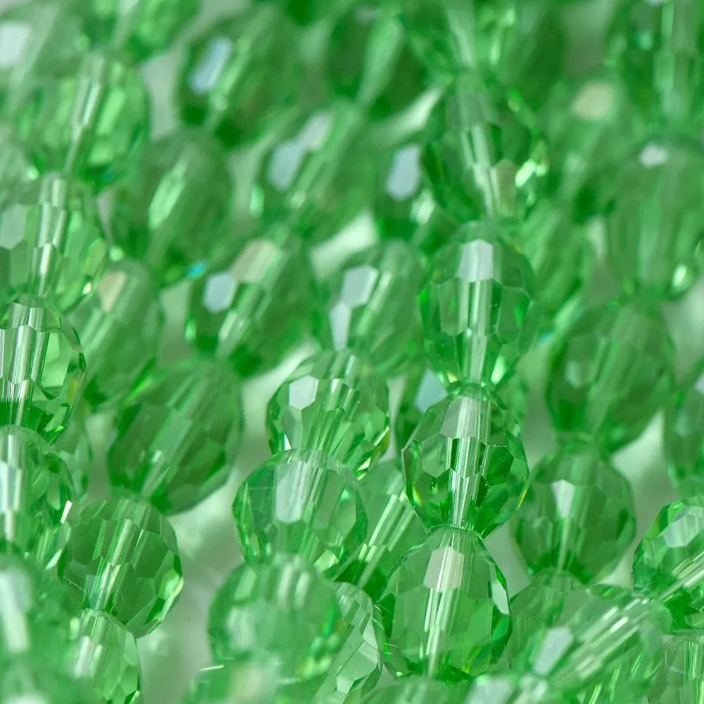 бусина, стекло "боб", овальная, граненая, цвет лаймовый, 10х13 мм