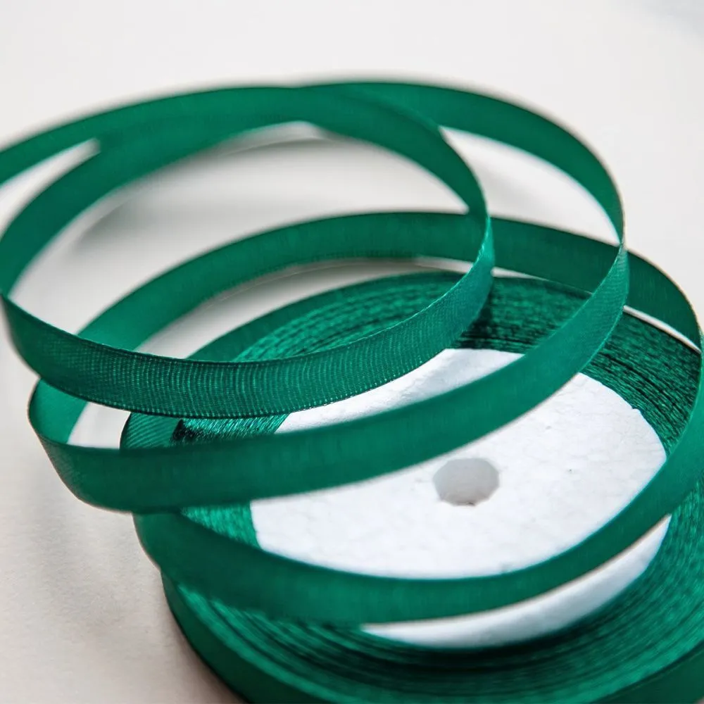 лента, атлас, цвет изумрудный темный, ширина 10 мм ленты