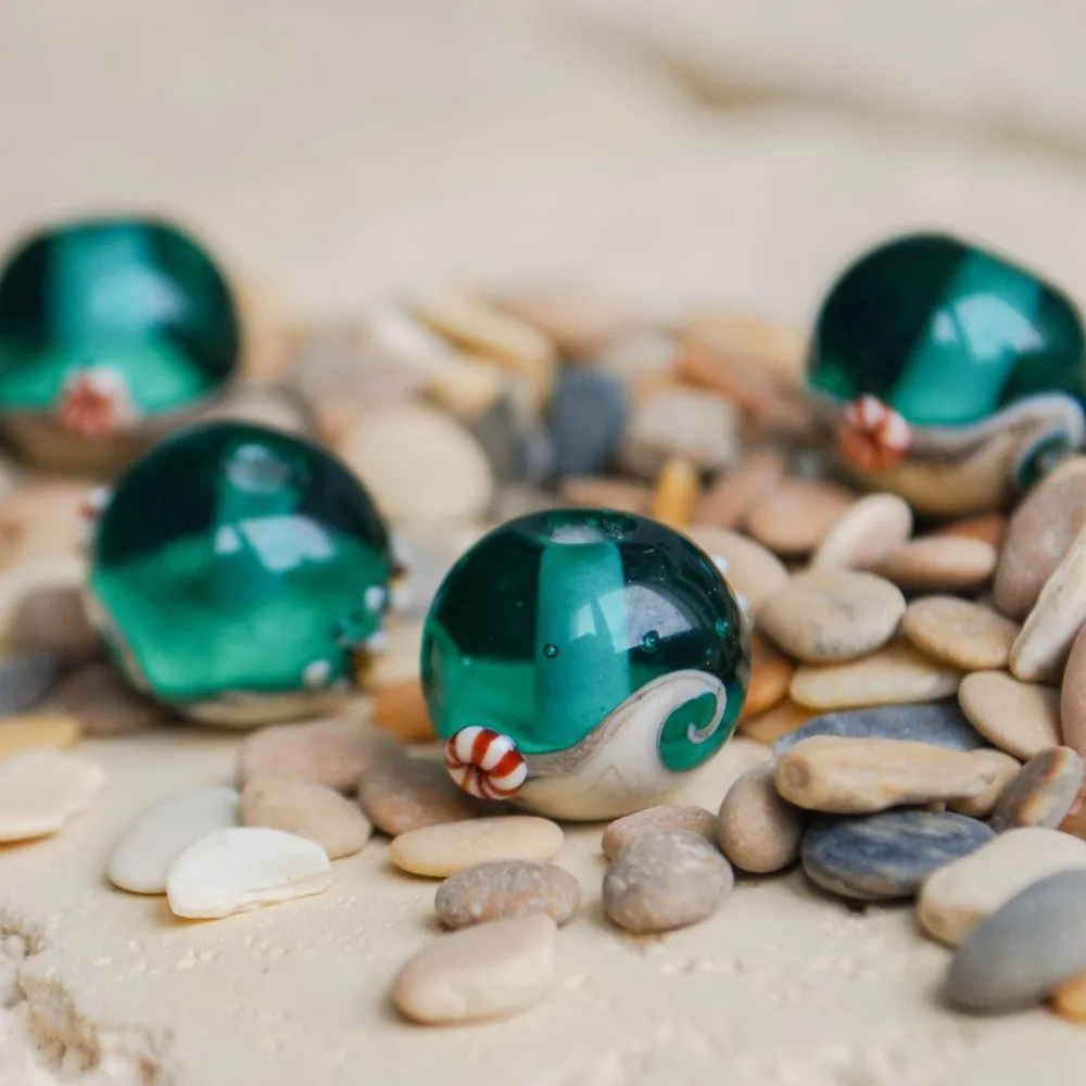 бусина, мурано "пляж бирюзовый", круглая,13x11 мм