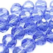 Бусина, стекло 10, граненая, цвет васильковый, 10 мм
