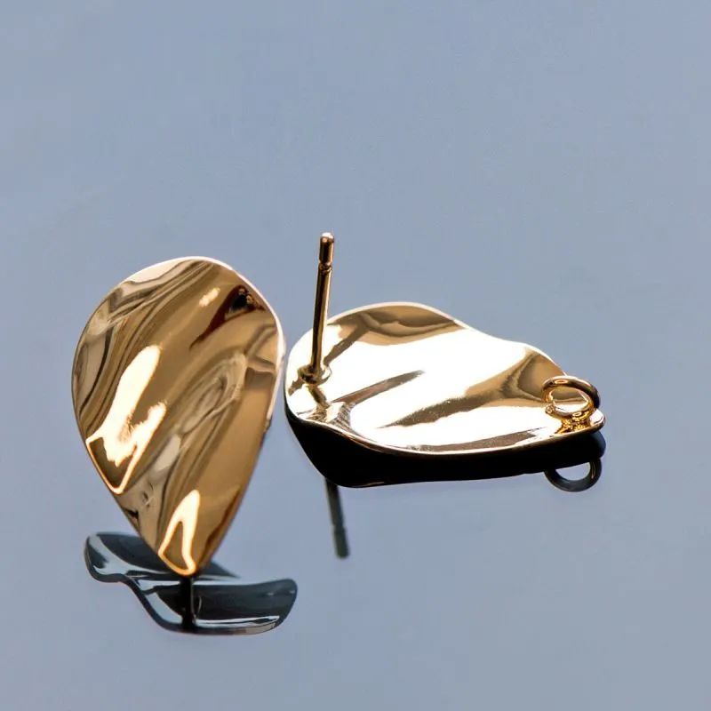 пуссеты "капля-шифон", позолоченные, 19.5x13 мм