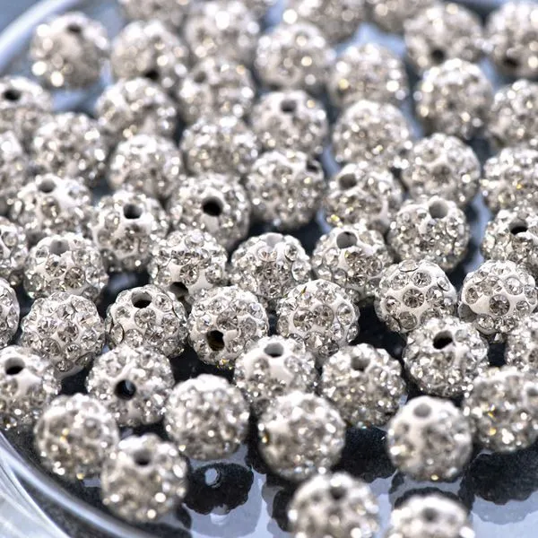 бусина "шамбала" 8, цвет белый, 8 мм