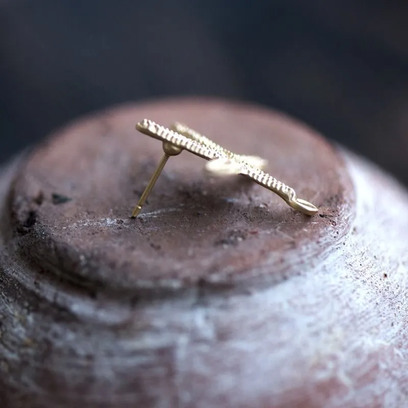 пуссеты "морская звезда", цвет матовое золото, 26x20 мм