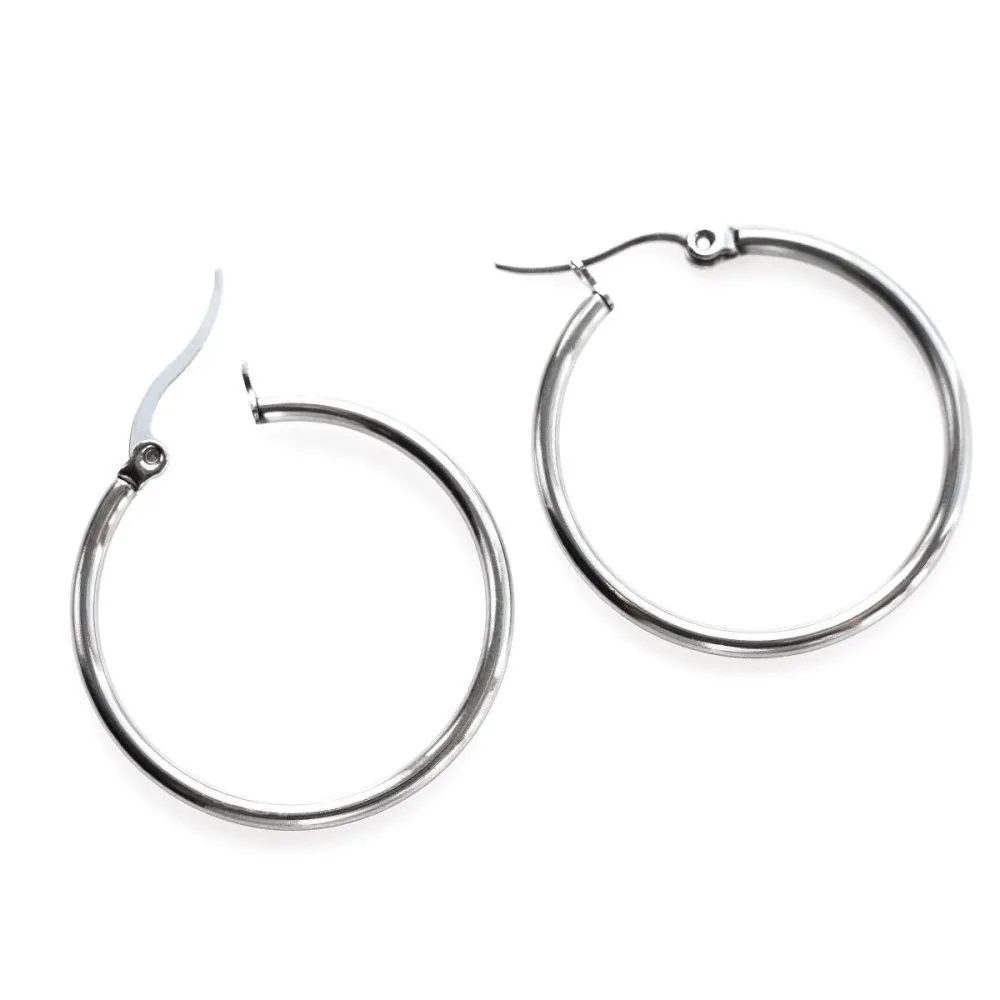 швензы "раунд", сталь гипоаллергенная, 29-31x2 мм