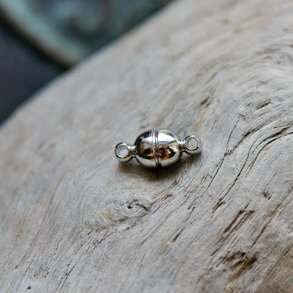 Замочки застежка магнитная "боб", цвет платина, 11x5 мм