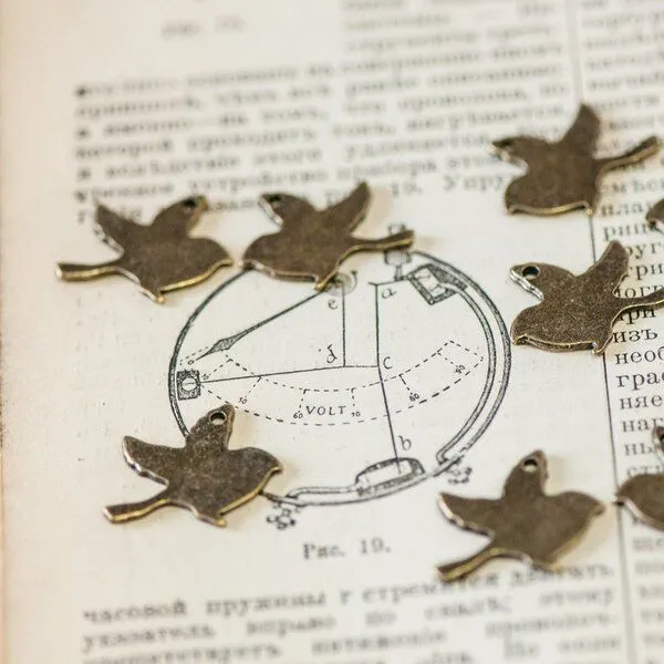 подвеска металлическая "птичка-бижу", цвет античная бронза, 21х18х2 мм