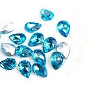 Кабошон стекло Кристалл, каплевидный, цвет Aquamarine, 14х10 мм