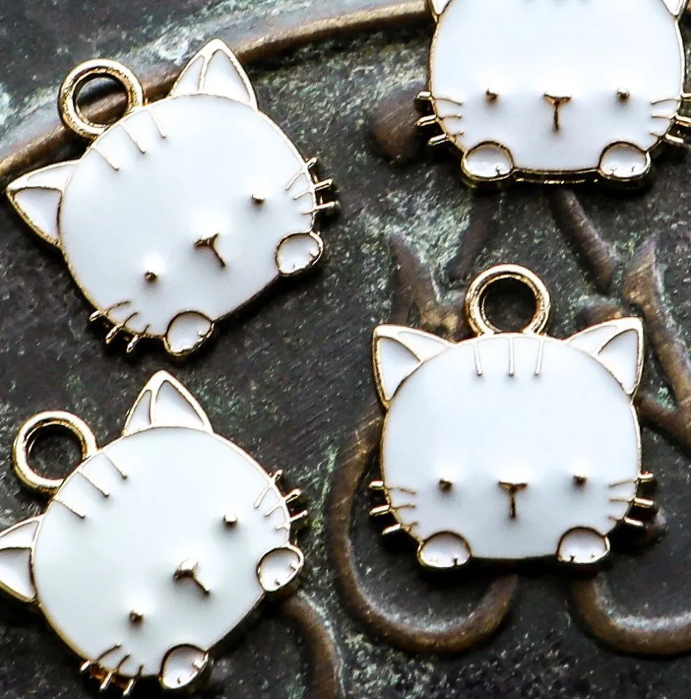 подвеска металлическая "hello kitty", эмаль, цвет белый, 15x13x3 мм