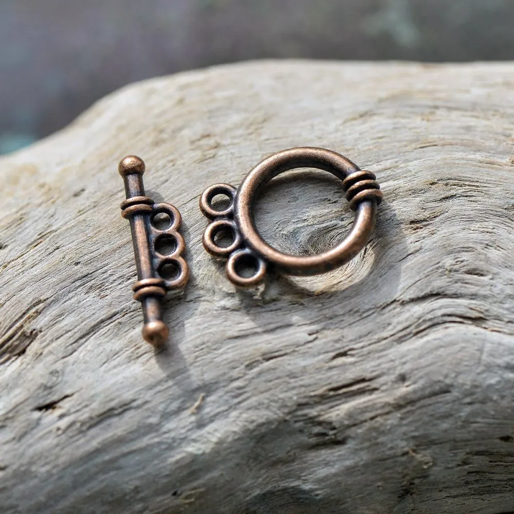Замочки тоггл "трио", цвет красная медь, 18х14х3.5 мм