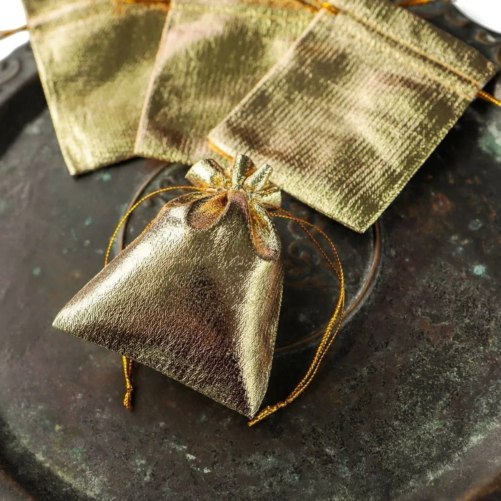 мешочек для украшений, парча, цвет золото, 9x7 см