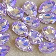 Кабошон стекло Кристалл, каплевидный, цвет Lt.Pink AB, 18х13 мм