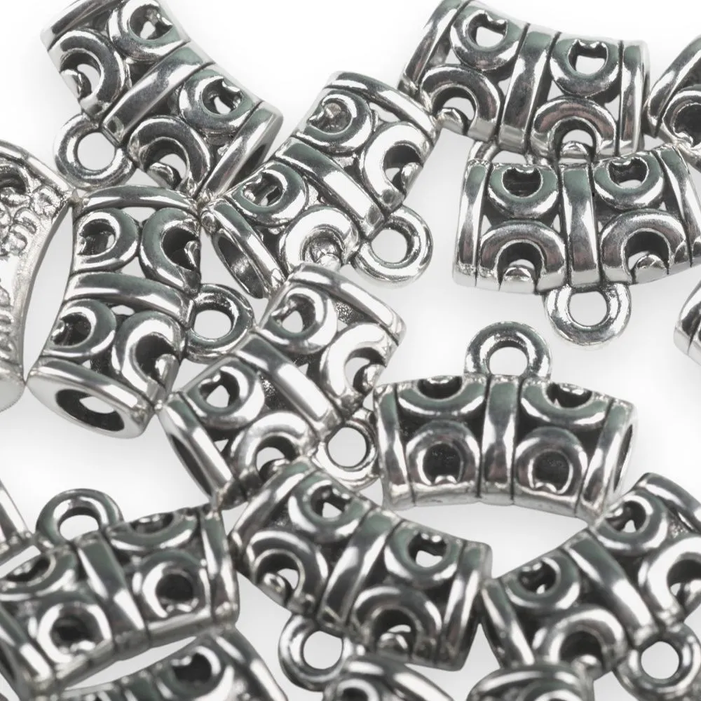 бейл "трубочка", цвет античное серебро, 10х12х6 мм