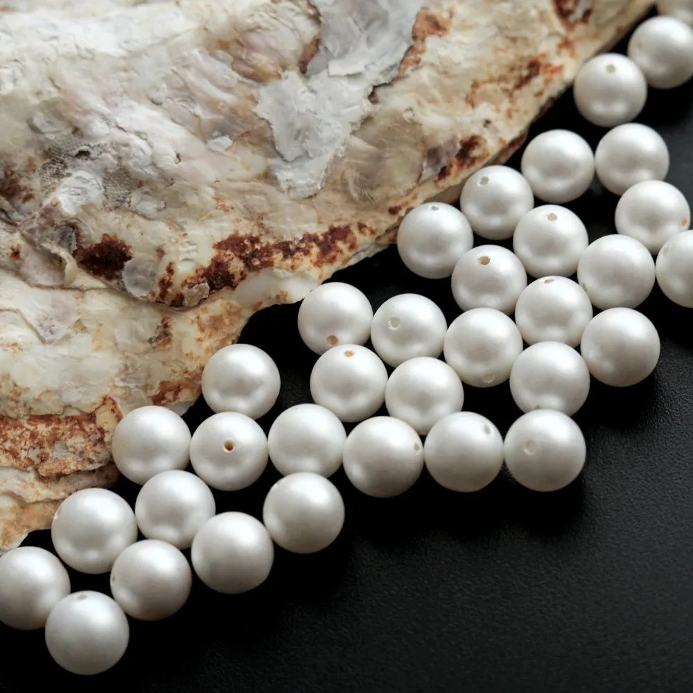 ракушечный жемчуг круглый, матовый, цвет молочный, 8 мм