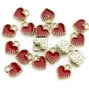 Подвеска металлическая "Сердечко-мини", эмаль, цвет красный, 8.5x7.5x2 мм