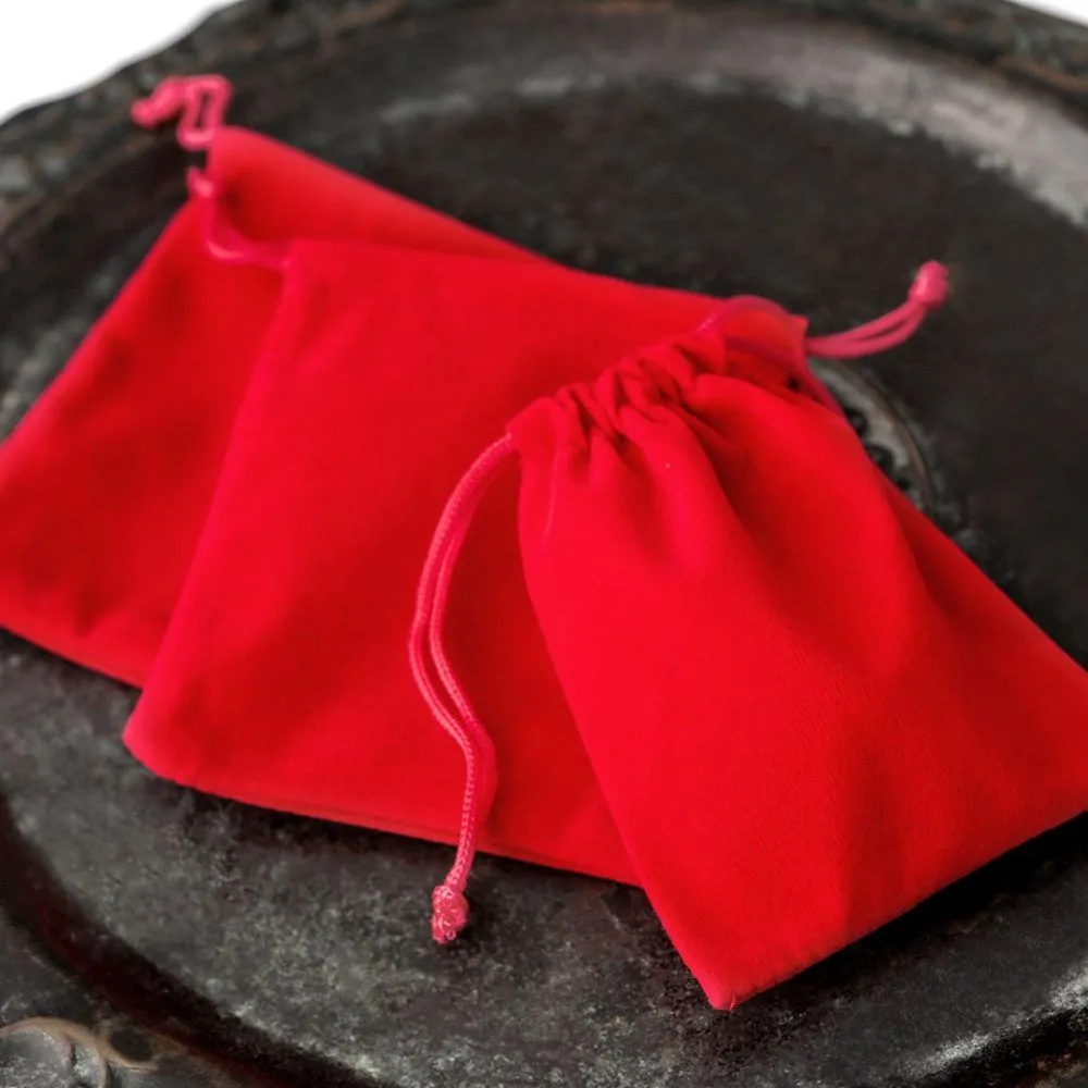 мешочек для украшений, бархат, цвет красный, 10x8 см