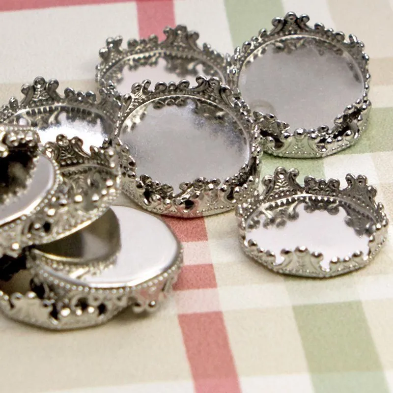 сеттинг круглый "пуфик", цвет платина, 16,5 мм