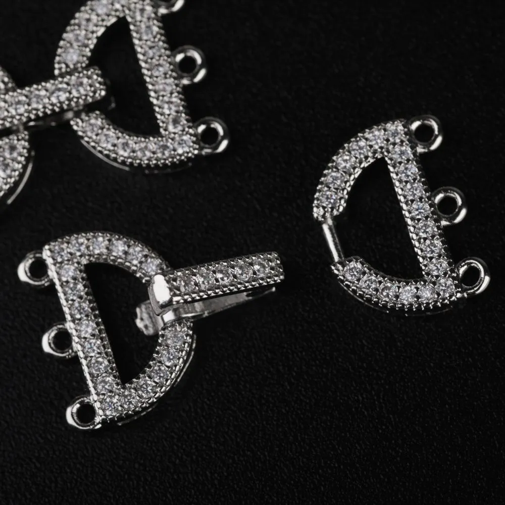 замок для украшений "арко", покрытие платина/циркон, 24 мм