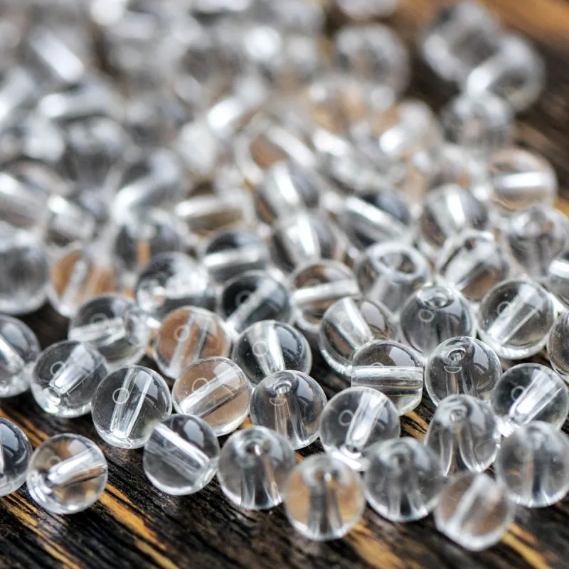 бусина, стекло 6, цвет прозрачный, 6 мм