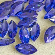 Кабошон стекло Кристалл, Navette, цвет Lt.Sapphire, 18х9 мм