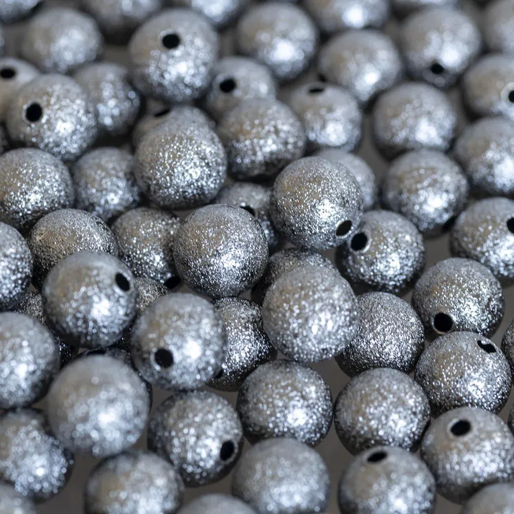 бусина, металл "звездная пыль" 8, цвет черный, 8 мм