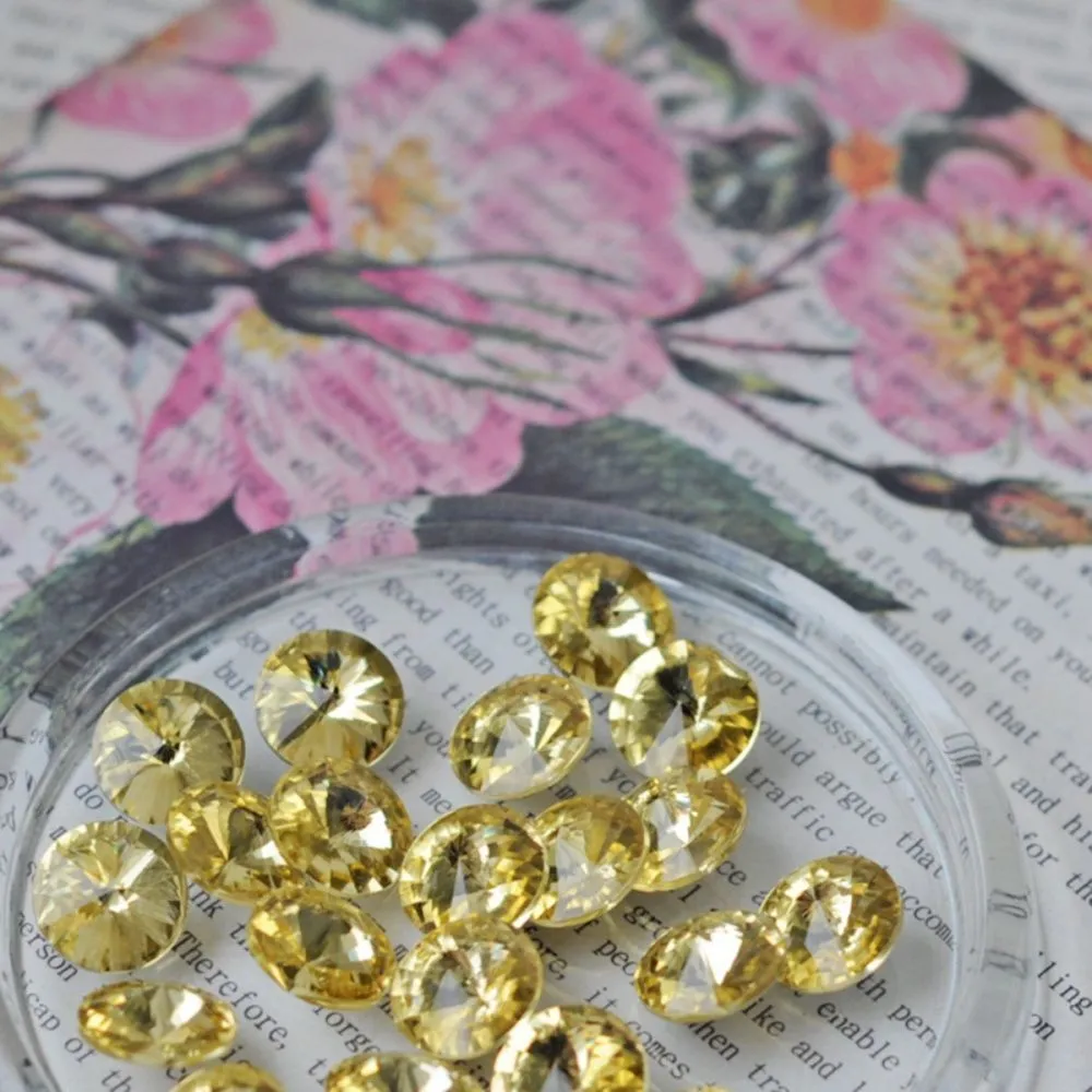 кабошон стекло риволи, цвет шампанского, 14х7 мм