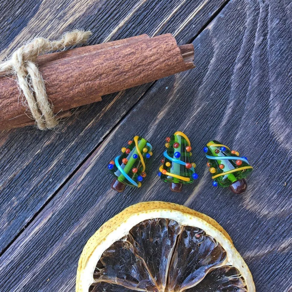 бусина, мурано "ёлочка нарядная", фигурная, стекло, 20х13 мм