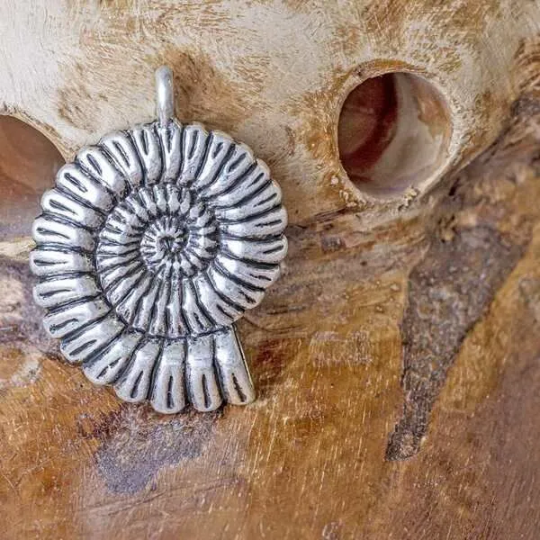 подвеска металлическая "аммонит", цвет античное серебро, 37x27x7 мм