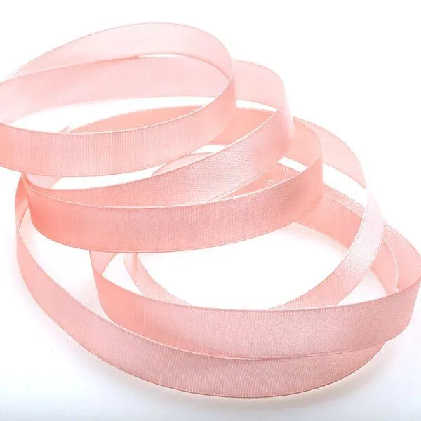 лента, атлас, цвет лососевый, ширина 12 мм ленты