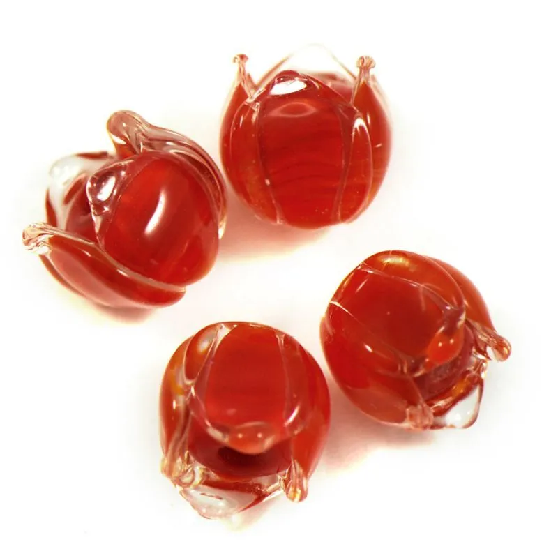 бусина, мурано "ландыш", красный, 7х7 мм