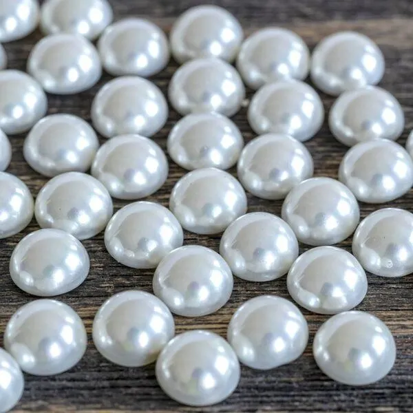 ракушечный жемчуг кабошон круглый, цвет белый, 8х4.5 мм