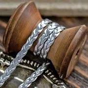 Шнур-косичка из искусственной кожи, цвет серебристый, 5х2 мм