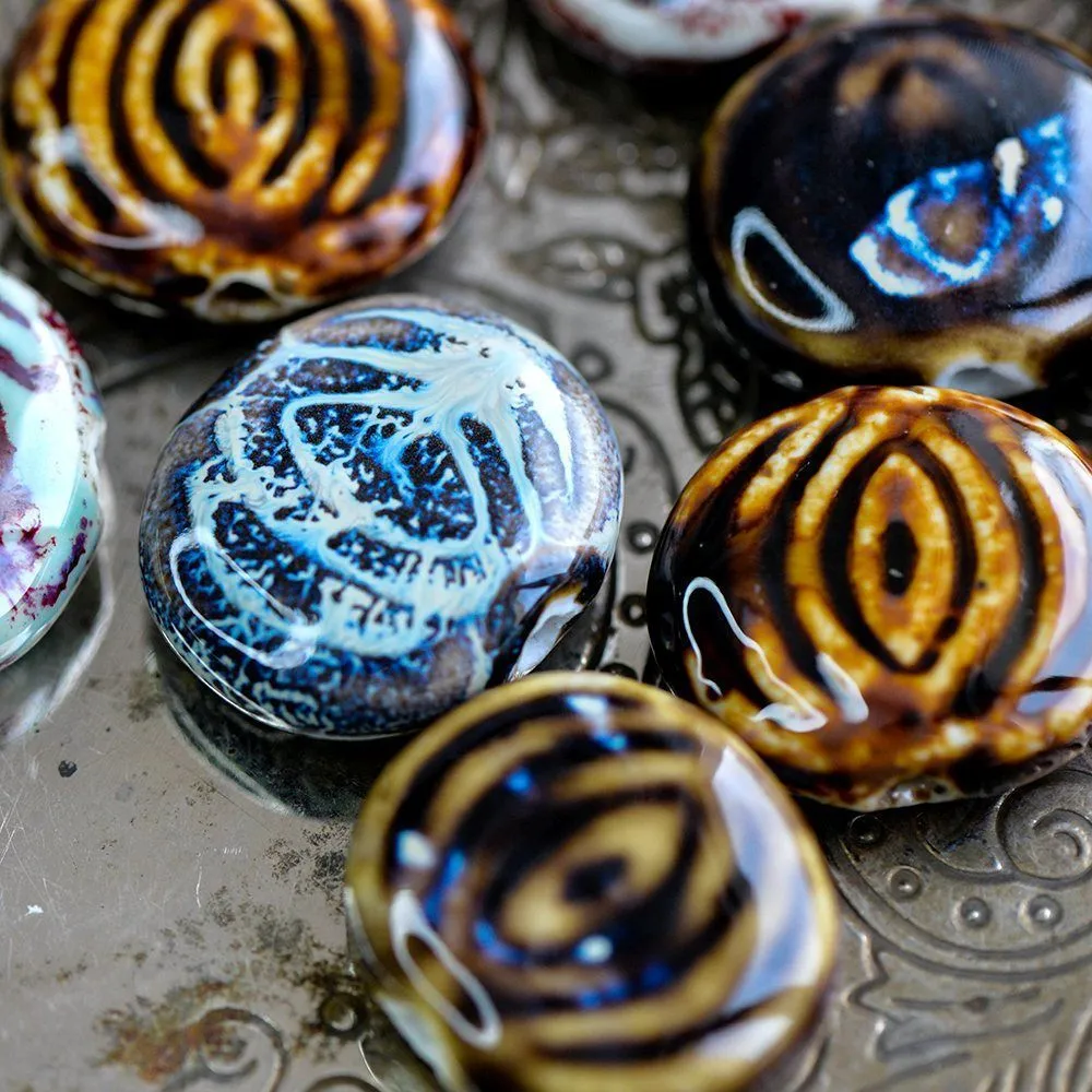 бусина, керамика "танжерин", цветовой микс, 27х24х9 мм