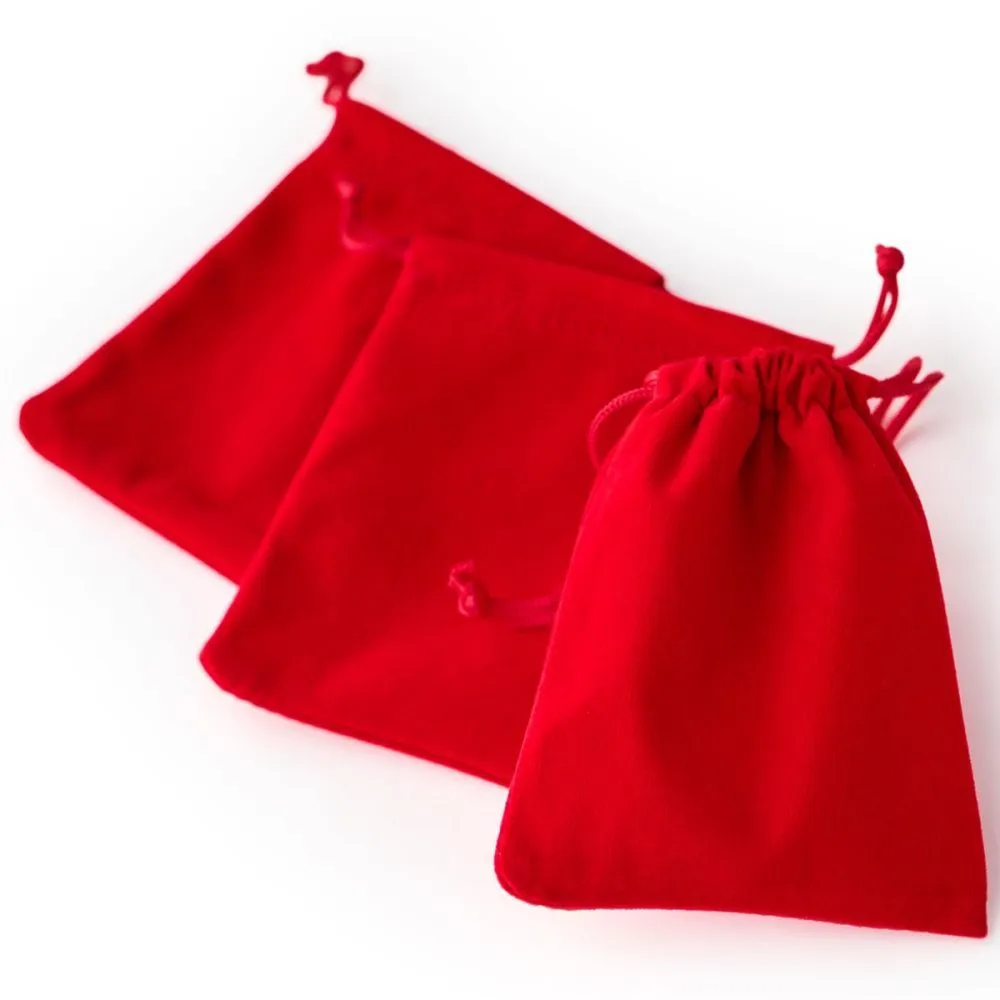мешочек для украшений, бархат, цвет красный, 10x8 см