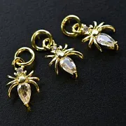 Подвеска металл "Паучок", позолота/циркон, 12x8x2 мм